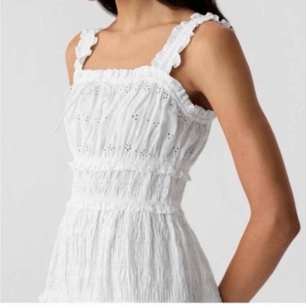 White Midi Dress eyelet embroidered doen USA Large